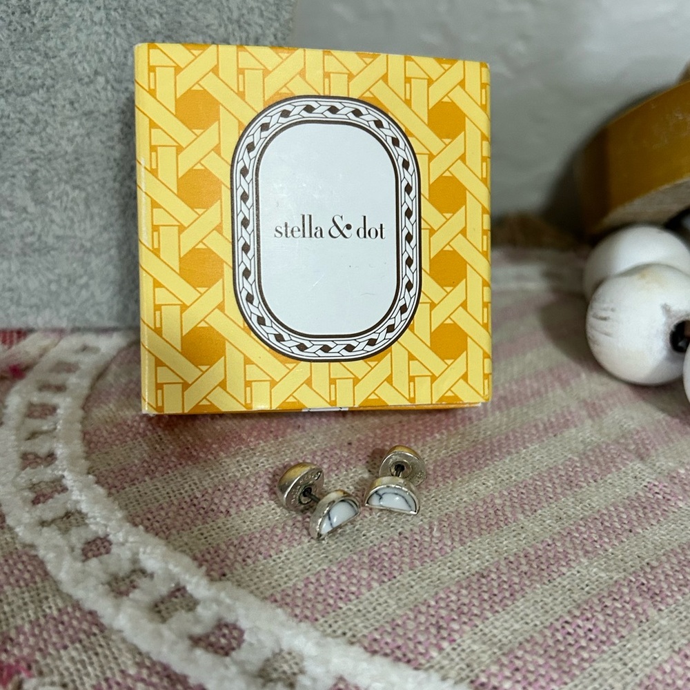 The Stella & Dot Stone Rebel Stud earrings with box